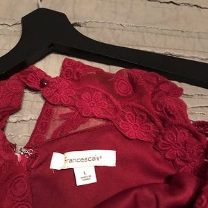 High-low burgundy lace dress